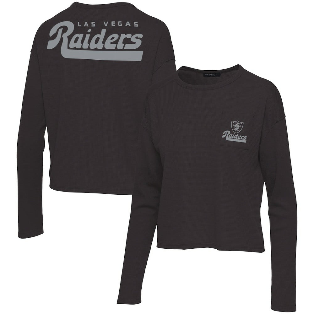 Las Vegas Raiders Junk Food Women's Pocket Thermal Long Sleeve T-Shirt - Black discount