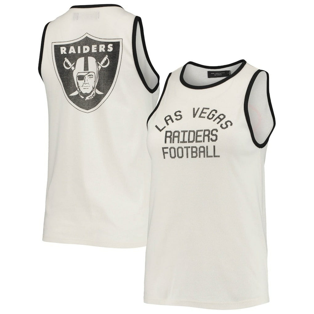Las Vegas Raiders Junk Food Women's Throwback Pop Binding Scoop Neck Tank Top - White/Black on sale