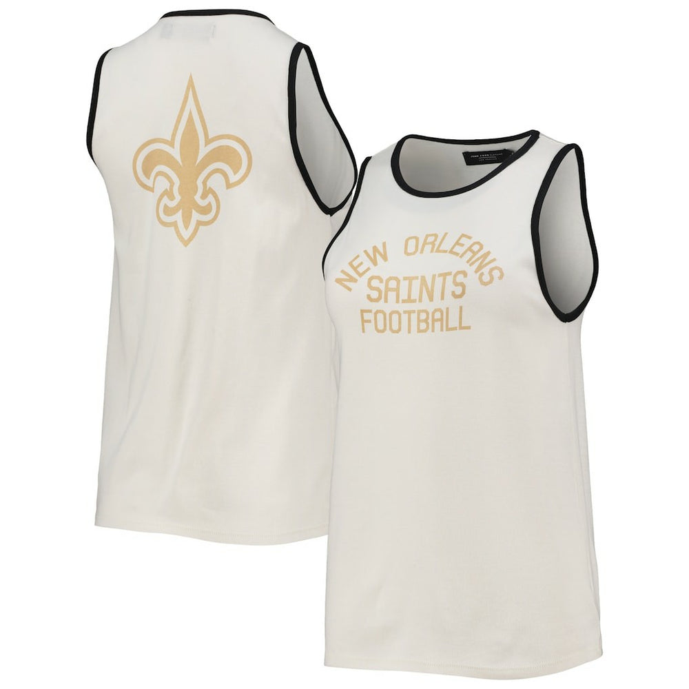 New Orleans Saints Junk Food Women's Throwback Pop Binding Scoop Neck Tank Top - White/Black outlet