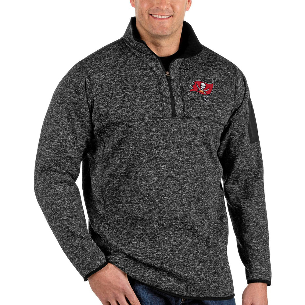 Tampa Bay Buccaneers Antigua Fortune Big & Tall Quarter-Zip Pullover Jacket - Heathered Black for sale