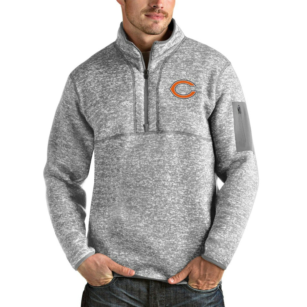 Chicago Bears Antigua Fortune Quarter-Zip Pullover Jacket - Heathered Gray discount
