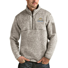 Los Angeles Chargers Antigua Alternate Logo Fortune Quarter-Zip Pullover Jacket - Oatmeal outlet