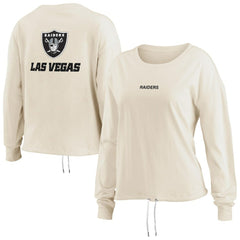 Las Vegas Raiders WEAR by Erin Andrews Women's Long Sleeve Crop Top Shirt - Oatmeal on sale