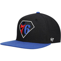 Philadelphia 76ers '47 75th Anniversary Carat Captain Snapback Hat - Black/Royal | 47 brand sale