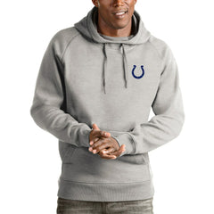 Indianapolis Colts Antigua Logo Victory Pullover Hoodie - Heathered Gray on sale