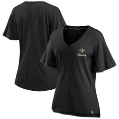 New Orleans Saints Women's Southpaw Flutter V-Neck T-Shirt - Black cheap