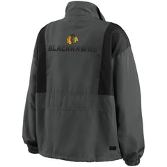 Chicago Blackhawks WEAR by Erin Andrews Women's Popover Packable Half-Zip Jacket Charcoal
