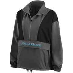 Seattle Kraken WEAR by Erin Andrews Women's Popover Packable Half-Zip Jacket Charcoal