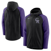 Colorado Rockies Authentic Collection Performance Raglan Full-Zip Hoodie - Black/Purple | Nike