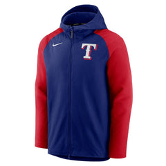 Texas Rangers Authentic Collection Performance Raglan Full-Zip Hoodie - Royal/Red | Nike