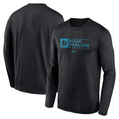 Miami Marlins Authentic Collection Performance Long Sleeve T-Shirt - Black | Nike