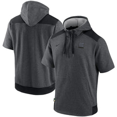 Athletics Authentic Collection Dry Flux Performance Quarter-Zip Short Sleeve Hoodie - Heathered Charcoal/Black | Nike
