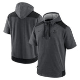 Miami Marlins Authentic Collection Dry Flux Performance Quarter-Zip Short Sleeve Hoodie - Heathered Charcoal/Black | Nike
