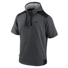 Washington Nationals Authentic Collection Dry Flux Performance Quarter-Zip Short Sleeve Hoodie - Heathered Charcoal/Black | Nike
