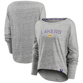 Los Angeles Lakers Women's Nostalgia Off-The-Shoulder Long Sleeve T-Shirt - Heathered Gray | Fanatics sale