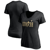 Alvin Kamara New Orleans Saints Women's Checkdown V-Neck T-Shirt - Black on sale