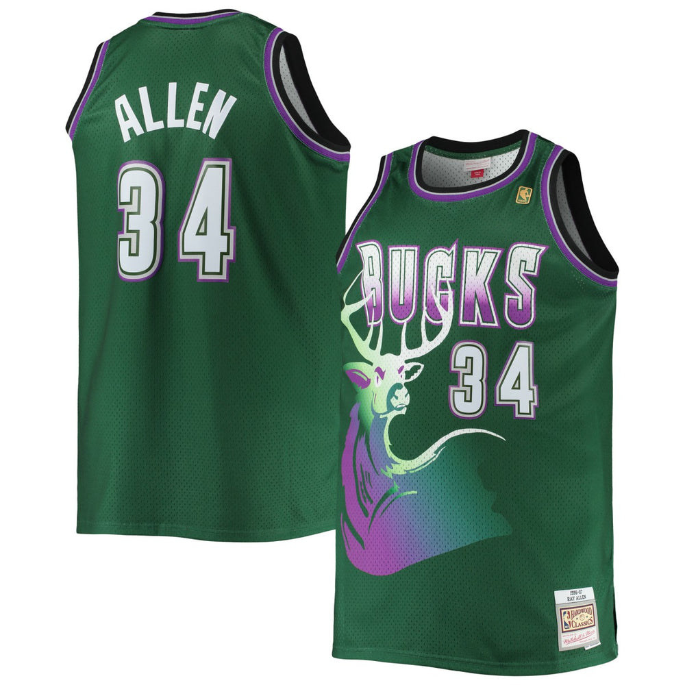 Ray Allen Milwaukee Bucks Big & Tall 1996/97 Hardwood Classics Swingman Jersey - Hunter Green | Mitchell & Ness cheap