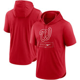 Washington Nationals Lockup Performance Short Sleeve Lightweight Hooded Top - Red | Nike