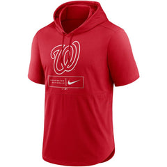 Washington Nationals Lockup Performance Short Sleeve Lightweight Hooded Top - Red | Nike