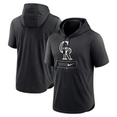 Colorado Rockies Lockup Performance Short Sleeve Lightweight Hooded Top - Black | Nike