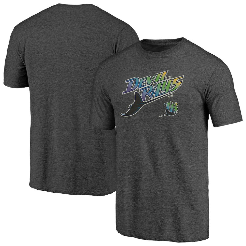 Tampa Bay Rays Cooperstown Collection Series Sweep Tri-Blend T-Shirt - Heather Charcoal