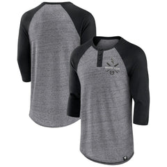 Chicago White Sox Iconic Above Heat Speckled Raglan Henley 3/4 Sleeve T-Shirt - Heathered Gray/Black