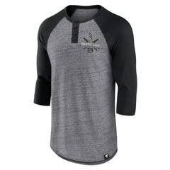 Chicago White Sox Iconic Above Heat Speckled Raglan Henley 3/4 Sleeve T-Shirt - Heathered Gray/Black