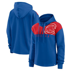 Chicago Cubs Women's Iconic Overslide Color-Block Quarter-Zip Hoodie - Royal