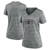 San Francisco Giants Women's Authentic Collection Velocity Performance V-Neck T-Shirt - Anthracite | Nike