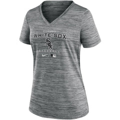 Chicago White Sox Women's Authentic Collection Velocity Performance V-Neck T-Shirt - Anthracite | Nike