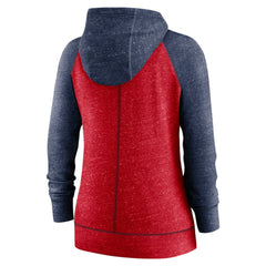 Minnesota Twins Women's Split Wordmark Gym Vintage Raglan Lightweight Full-Zip Hoodie - Heather Red/Heather Navy | Nike