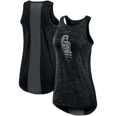 Colorado Rockies Women's Logo Fade High Neck Performance Tank Top - Black | Nike