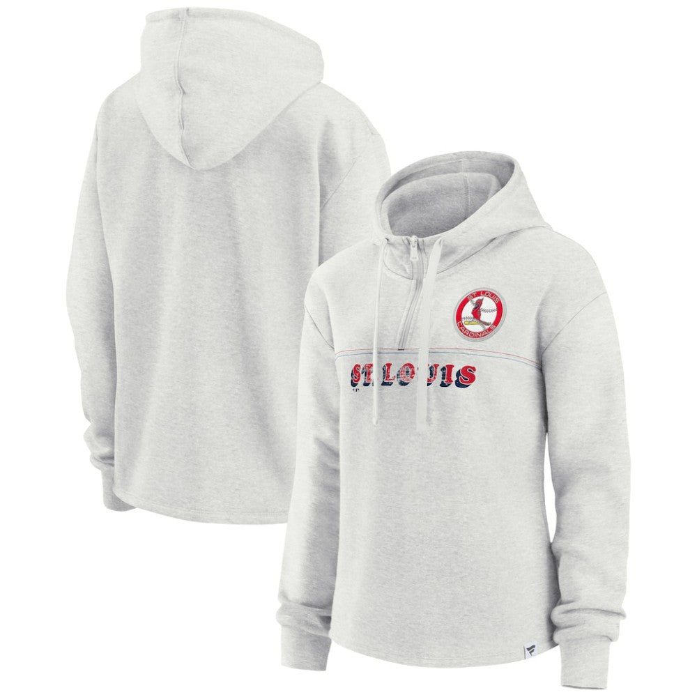 St. Louis Cardinals Women's True Classics Legacy Quarter-Zip Hoodie - Oatmeal
