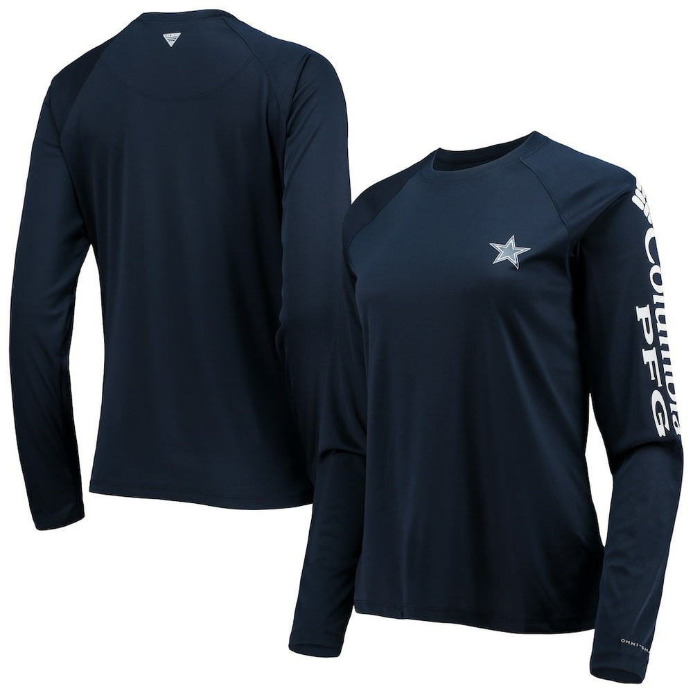 Dallas Cowboys Women's Tidal Omni-Shade Raglan Long Sleeve T-Shirt - Navy/White for sale