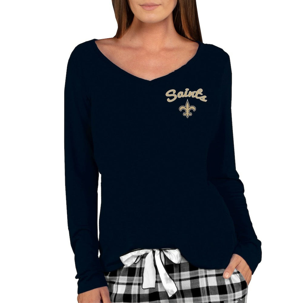 New Orleans Saints Concepts Sport Women's Marathon Knit Long Sleeve Lightweight V-Neck Lounge Top - Black for sale