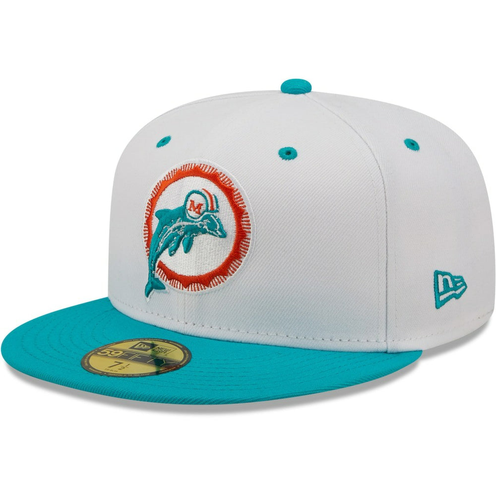 Miami Dolphins New Era Flipside 2Tone 59FIFTY Fitted Hat - White/Aqua cheap
