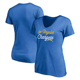 Los Angeles Chargers Women's Long Stride V-Neck T-Shirt - Powder Blue for sale