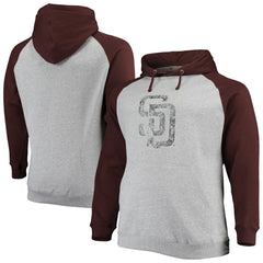 San Diego Padres Big & Tall Raglan Pullover Hoodie - Heathered Gray/Brown