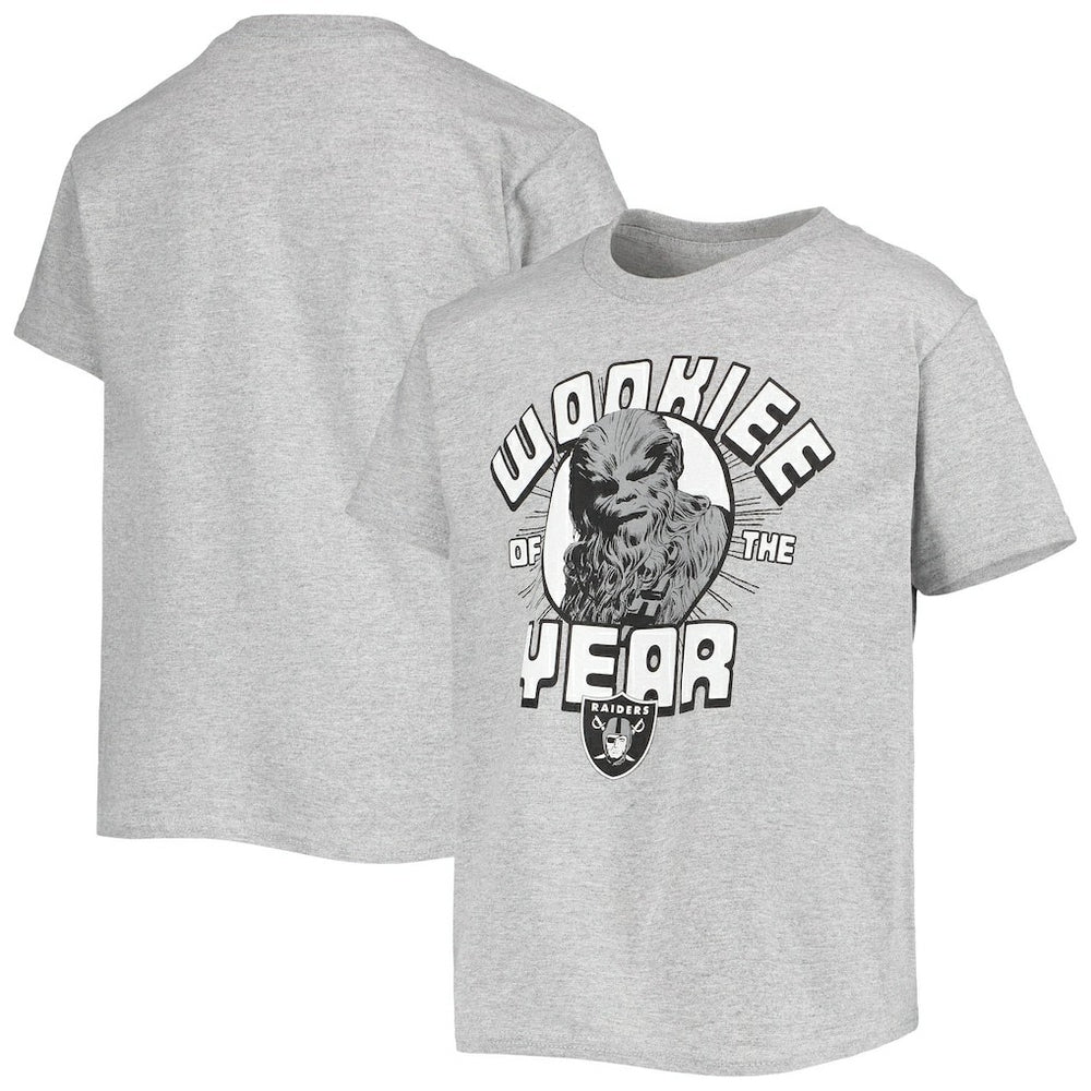 Las Vegas Raiders Junk Food Youth Star Wars Wookie Of The Year T-Shirt - Heathered Gray online