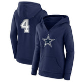 Dak Prescott Dallas Cowboys Women's Player Icon Name & Number V-Neck Pullover Hoodie - Navy cheap