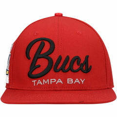 Tampa Bay Buccaneers Pro Standard LV Super Bowl Champions Script Wordmark Snapback Hat - Red discount