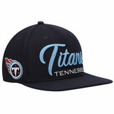 Tennessee Titans Pro Standard Script Wordmark Snapback Hat - Navy sale
