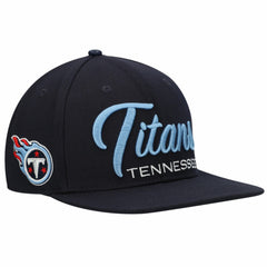Tennessee Titans Pro Standard Script Wordmark Snapback Hat - Navy sale