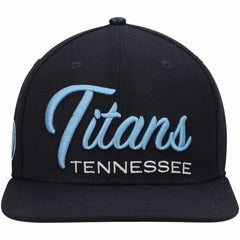 Tennessee Titans Pro Standard Script Wordmark Snapback Hat - Navy sale