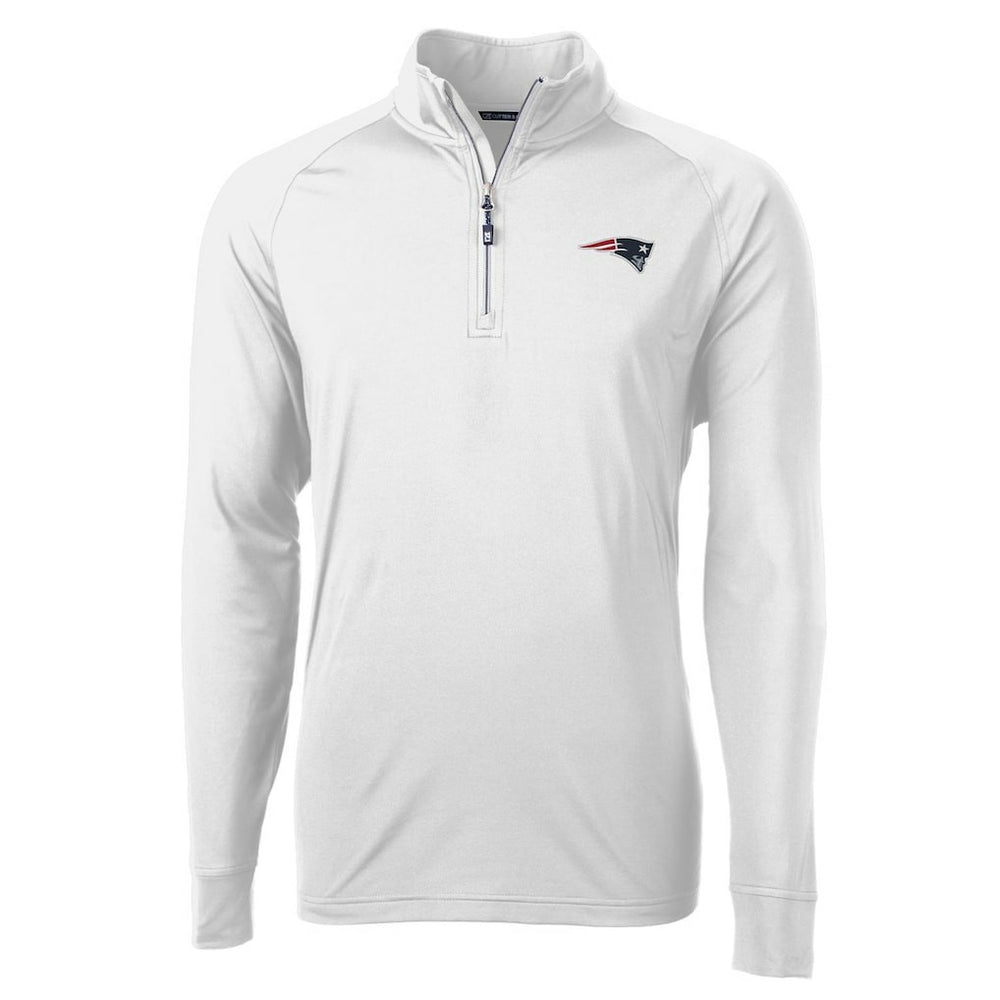 New England Patriots Cutter & Buck Adapt Eco Knit Quarter-Zip Pullover Jacket - White cheap