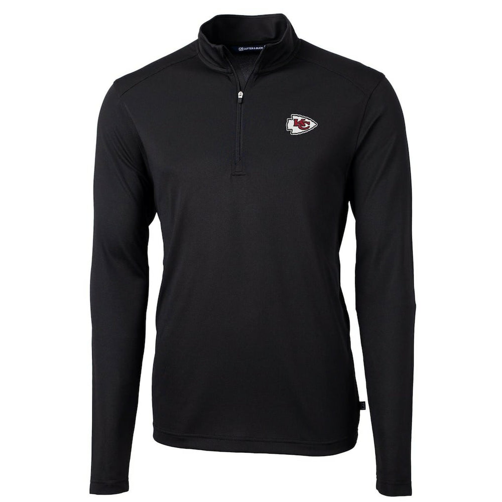 Kansas City Chiefs Cutter & Buck Virtue Eco Pique Recycled Quarter-Zip Pullover Jacket - Black for sale