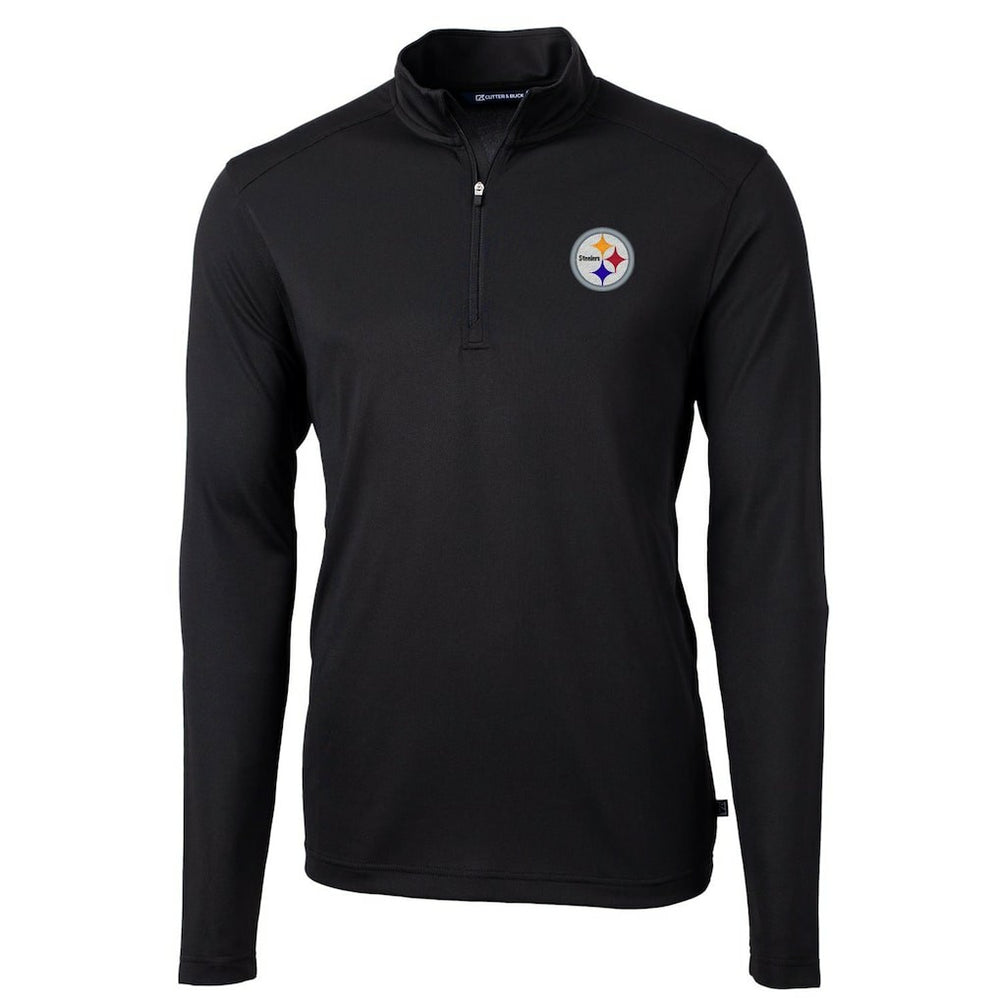 Pittsburgh Steelers Cutter & Buck Virtue Eco Pique Recycled Quarter-Zip Pullover Jacket - Black cheap