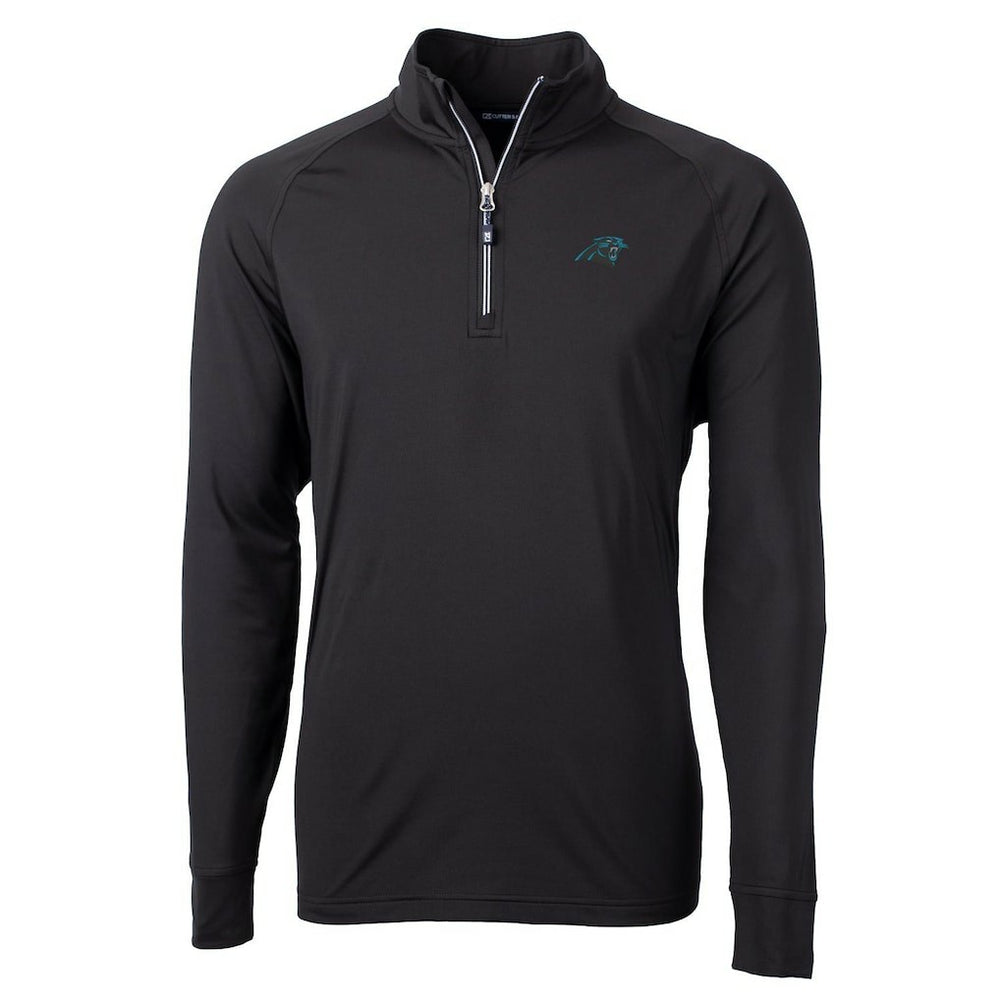 Carolina Panthers Cutter & Buck Big & Tall Adapt Eco Knit Quarter-Zip Pullover Jacket - Black for sale