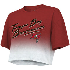Tom Brady Tampa Bay Buccaneers Majestic Threads Women's Drip-Dye Player Name & Number Tri-Blend Crop T-Shirt - Red/White on sale