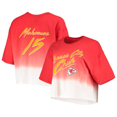Patrick Mahomes Kansas City Chiefs Majestic Threads Women's Dip-Dye Player Name & Number Crop Top - Red/White cheap
